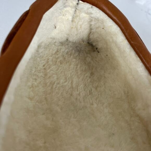 Orvis By Gokey Brown Leather Moccasin Style Slippers Men\'s 10 D Shearling Lined main image 5